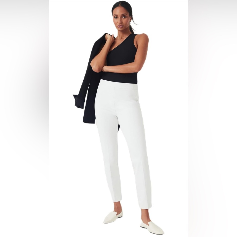 🆕 Spanx Silver Linings Slim Straight Classic White Pull On Pants Classic Summer